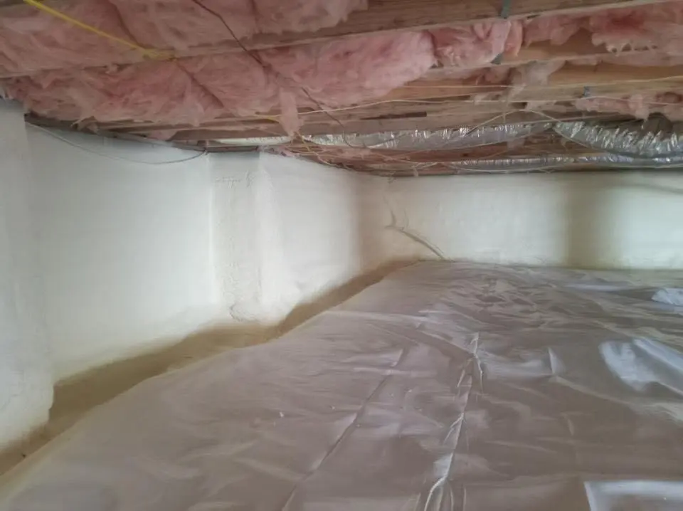 Crawl space encapsulation with closed-cell spray foam for Storm Damage Roof Repair in Milliken
